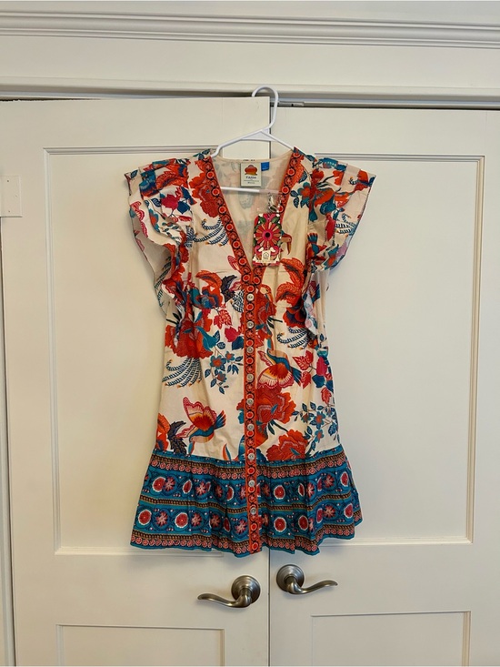 FARM Rio Dresses & Skirts - NWT FARM Rio Cream Mini Dress with Red & Teal Floral Print